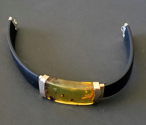 Pulsera de caucho con Ambar Amarillo